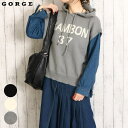 【マラソン期間中 5%OFFクーポン】GORGE デニム袖ロゴニットパーカー トップス