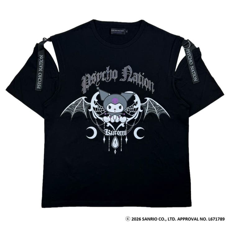 【10％OFFクーポン！7/26(日)1:59まで】ONE 4 PREMIUM サブカル 地雷系 Tシャツ クロミ サンリオ 正規ライセンス オーバーサイズ 半袖 レディース メンズ ビッグシルエット メンヘラ 病みかわいい 派手 ラインストーン 肩出し