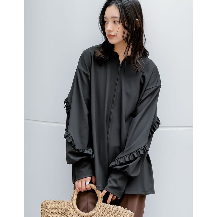 【エントリーでP10倍！9日(金)1:59まで】Re:EDIT [UVカット][接触冷感][速乾][水陸両用][DAILY SWIM]ラッシュガード袖フリルZIPブルゾン 水着 shoplistselect-10357280 SHOPLIST サンプル画像3