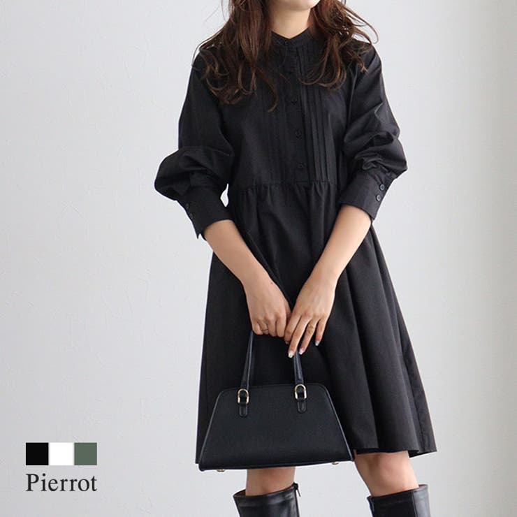 【10％OFFクーポン！9/11(金)1:59まで】Pierrot ピンタックデザインギャザーワンピース ☆ ワンピース ミニ トレンド 低身長サイズあり フェミニン チュニック レディース ピエロ 【Pierrot】 ワンピース・ドレス shoplistselect-10532226 SHOPLIST パッケージ画像