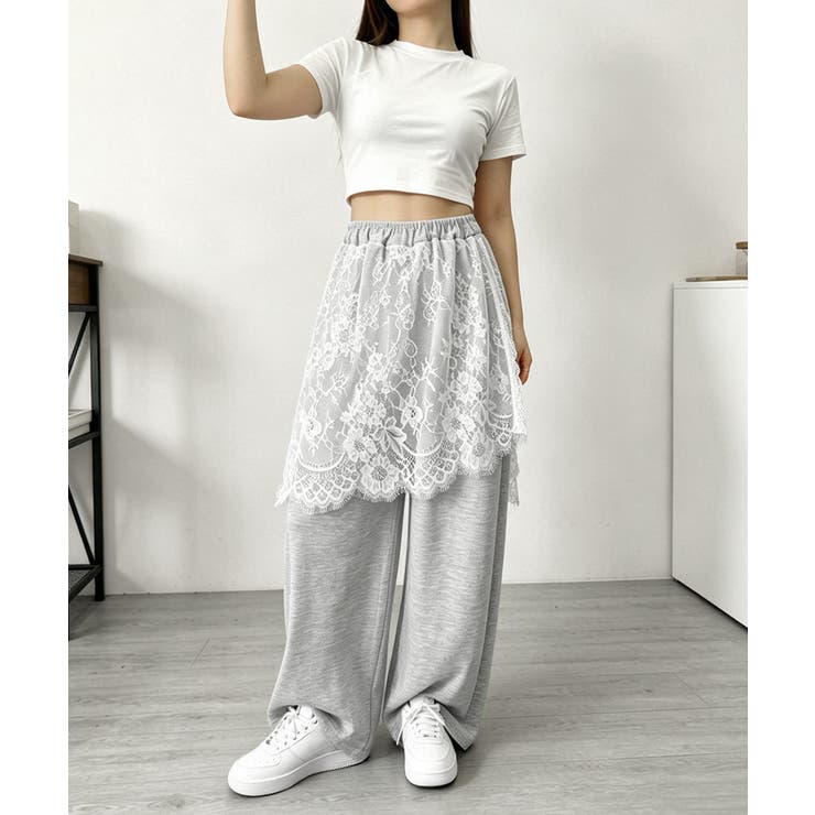 【10％OFFクーポン！9/24(木)1:59まで】SUNSHINE CLOSET ワイドスウェットレディース おしゃれバルーンパンツカジュアル ウエストゴムパンツ レースヒップカバー付き 韓国風春夏秋服 パンツ・ズボン shoplistselect-10532274 SHOPLIST サンプル画像2