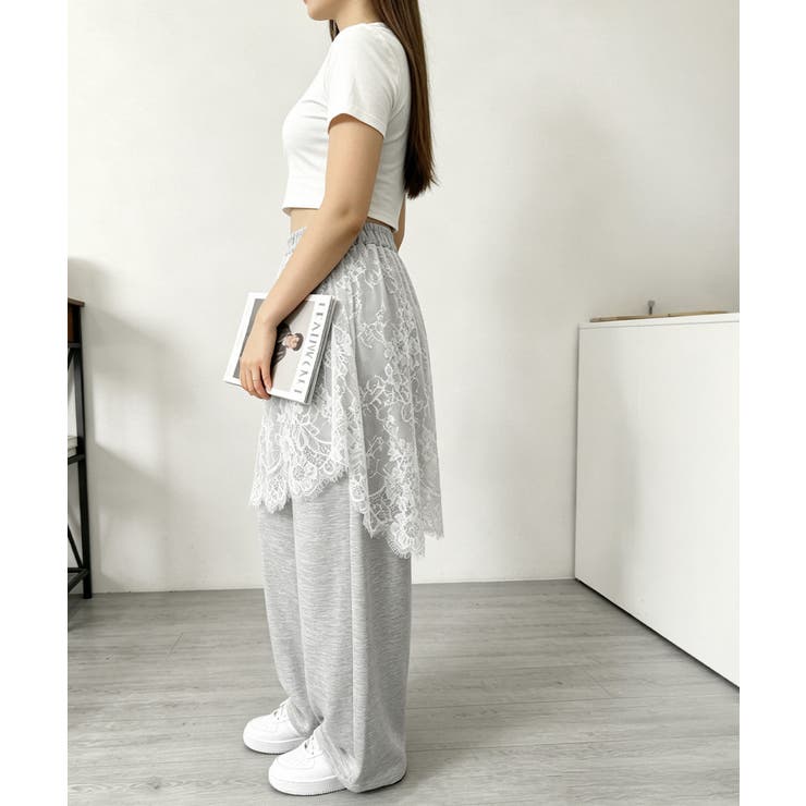 【10％OFFクーポン！9/24(木)1:59まで】SUNSHINE CLOSET ワイドスウェットレディース おしゃれバルーンパンツカジュアル ウエストゴムパンツ レースヒップカバー付き 韓国風春夏秋服 パンツ・ズボン shoplistselect-10532274 SHOPLIST サンプル画像3