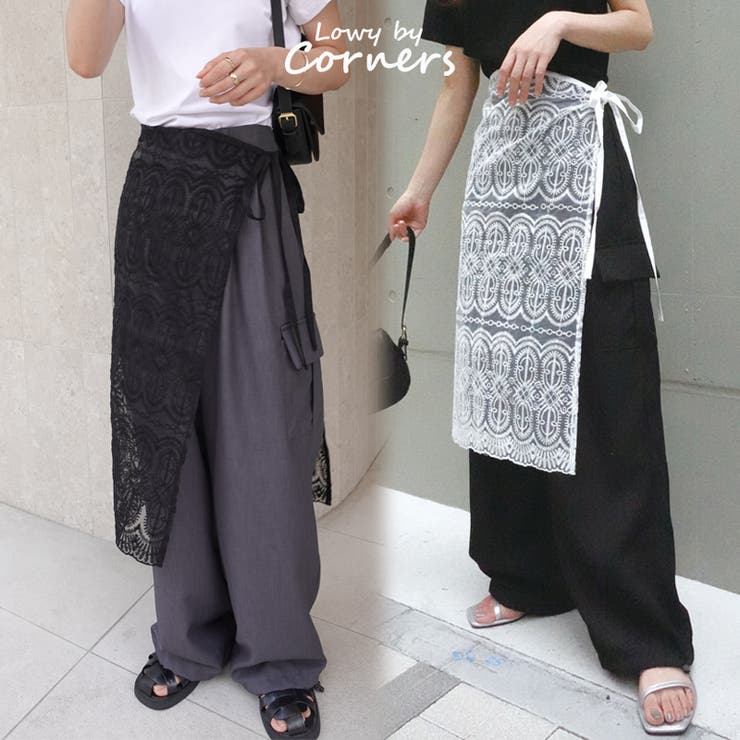 【20％OFFクーポン 9/5 23:59まで】CORNERS 刺繍オーガンジーラップスカート スカートのサムネイル