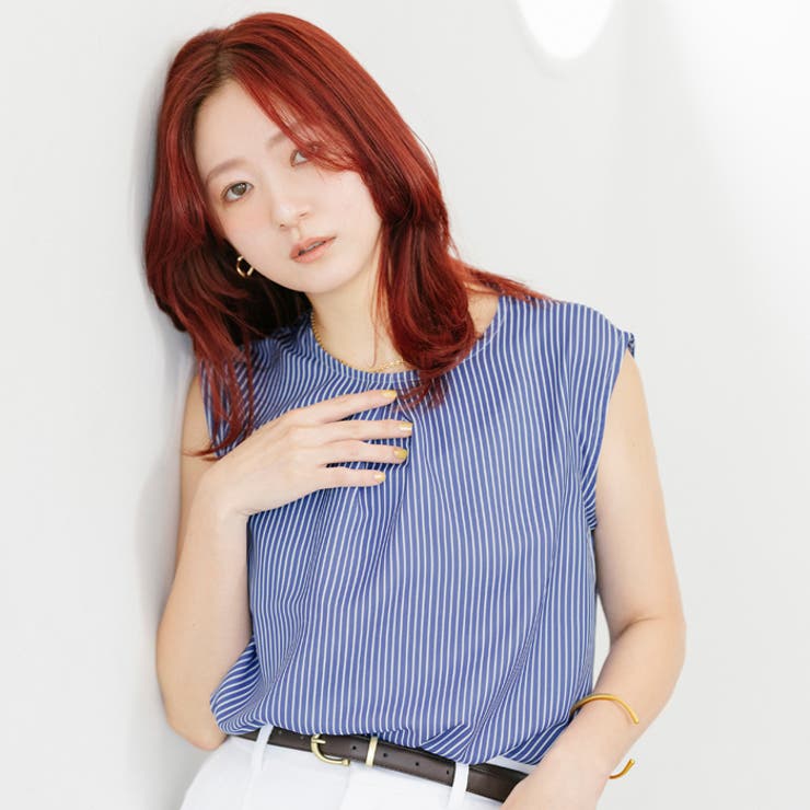 【20％OFFクーポン！7/25(土)限定】coca ノースリーブタックブラウス【伊藤千晃様着用】 トップス