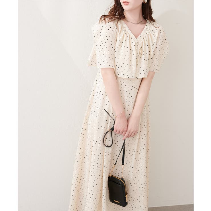 NICE CLAUP / OLIVE des OLIVE　OUTLET 【natural couture】フリルカラーノースリワンピース ワンピース・ドレス