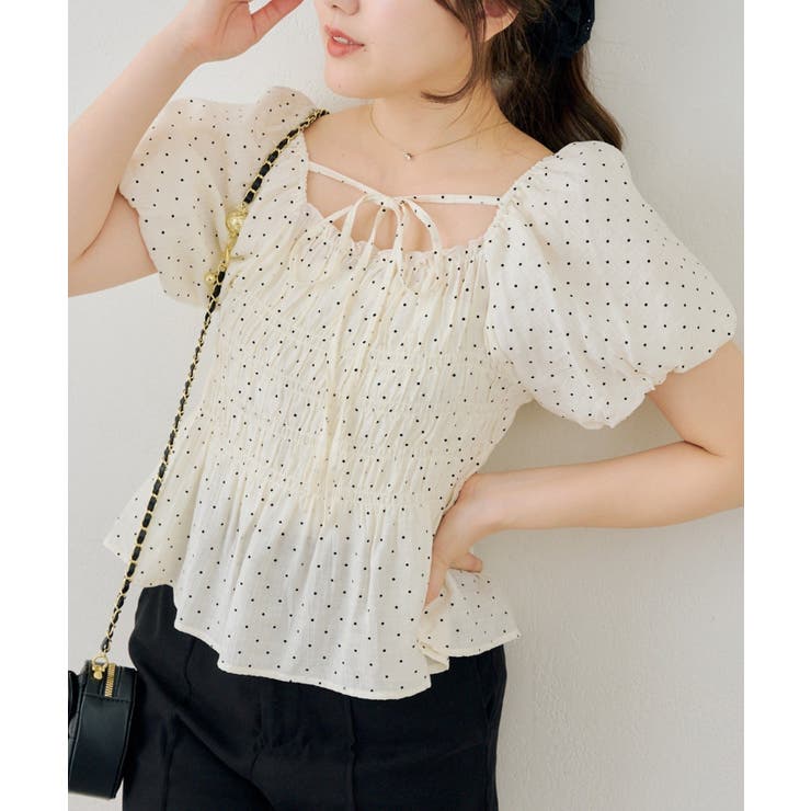 【10％OFFクーポン！7/26(日)1:59まで】NICE CLAUP / OLIVE des OLIVE OUTLET 2WAYシャーリングパフ袖ブラウス トップス