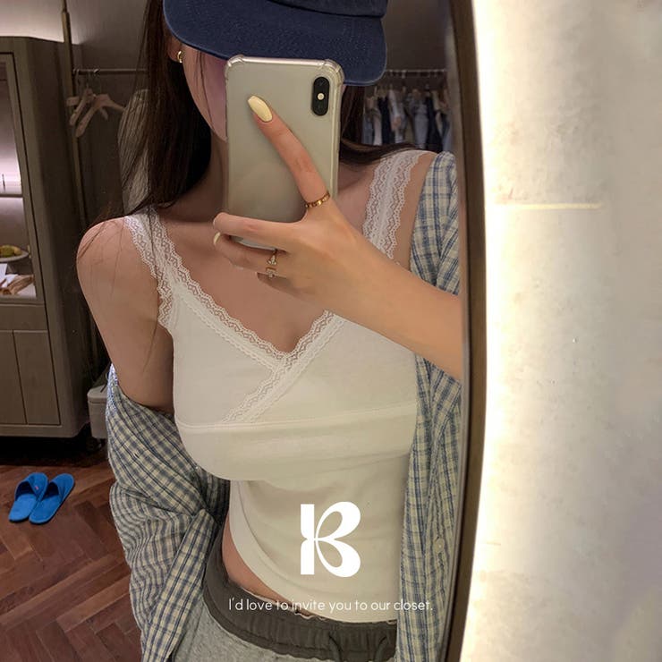 BEIDELLI ロメン Vネックレースキャミソール ts1462 トップス