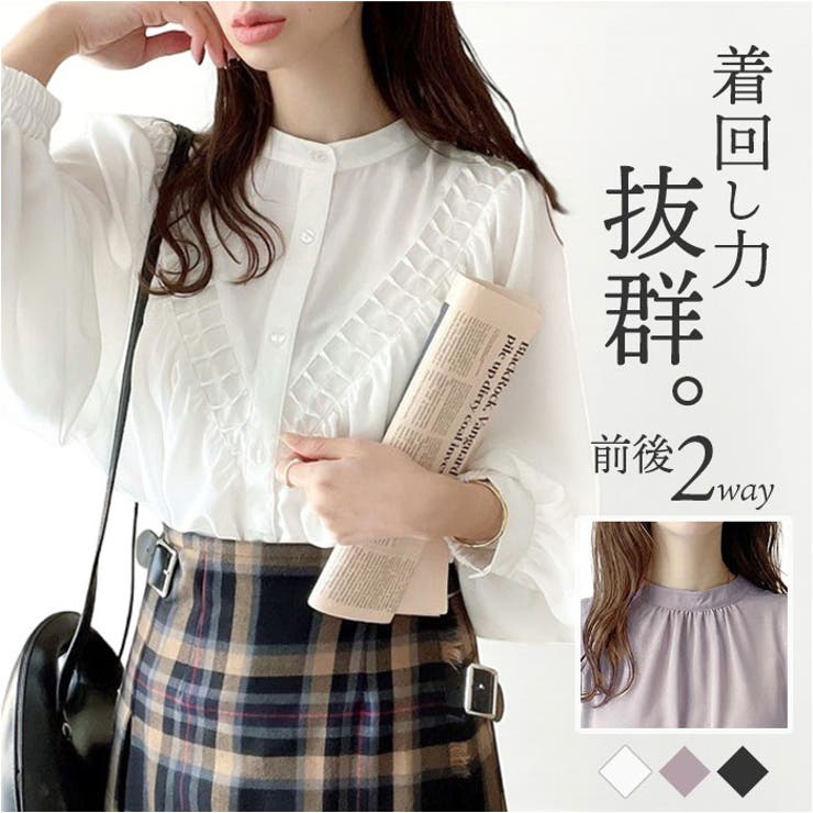 【10％OFFクーポン！7/26(日)1:59まで】BACKYARD FAMILY 2way切替え クラシカルブラウス トップス