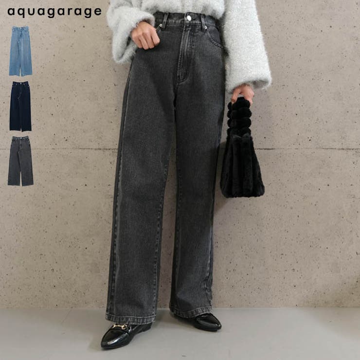 aquagarage 발판 효과 발군! 트렌드의 세미와이드 팬츠 팬츠 바지