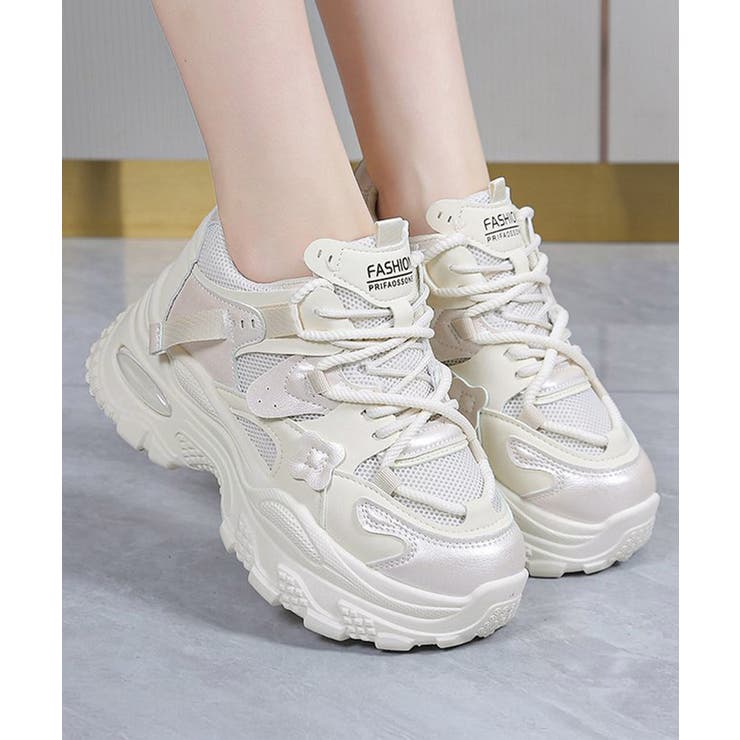 SUNSHINE CLOSET ボリュームソール メッシュスニーカー スポーティー 美脚厚底靴 疲れにくい 韓国風ダッドシューズ カジュアル靴 通勤通学 シューズ・靴