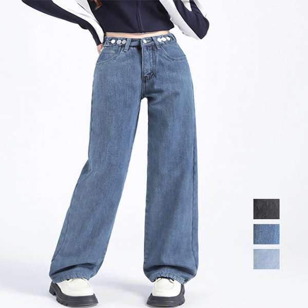 送料無料 レディースズボン ハイウエスト ジーパン 細見え ロングパンツ 春秋夏冬 大人美脚 通学 大人カジュアル 着やせジーンズ ストレートパンツ 韓国ファッション セミワイドパンツ