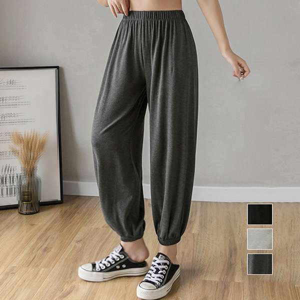 送料無料 レディース ボトムス 裾ゴム 体型カバー ダンス衣装 ヒップホップ 部屋着 カジュアル 春夏ズボン 無地 イージーパンツ ヨガスポーツウェア 韓国ファッション黒 ルームウェア 快適