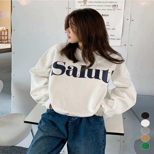 送料無料 秋冬ドロップショルダースウェットレディースおしゃれ 暖かいトレーナー長袖ゆったりプルオーバー トップスカジュアルきれいめ あったかスウェット プリントトレーナー 体型カバー服着やせ