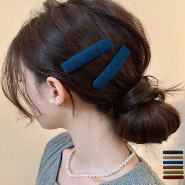 送料無料 フェルト風前髪クリップ跡がつかない 大人可愛いパッチンピンシンプル おしゃれヘアアクセサリーレトロ髪飾り起毛素材ヘアピン サイドクリップ無地 ヘアアレンジグッズ オフィスカジュアル