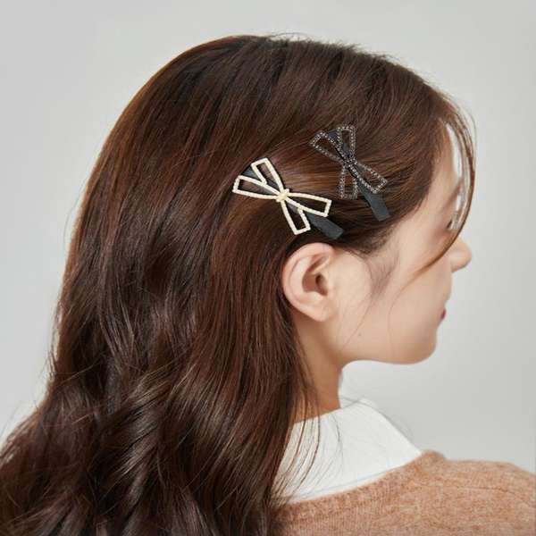 送料無料 パールリボンピン きれいめ 前髪クリップキラキラ オシャレヘアアクセサリープチプラしっかり留まるヘアピン ビジュー髪飾り すべらないクリップ ヘアアレンジグッズ ミニクリップ可愛い