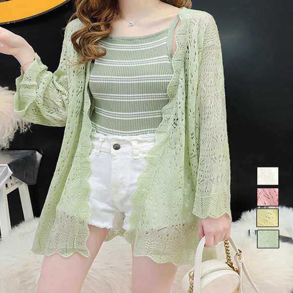 送料無料 トップス レディース夏服 薄手 ニット羽織り カジュアル ライトアウター ゆったり 冷房対策 前開きトップス 体型カバー サマーカーディガン 韓国ファッション おしゃれ きれいめ