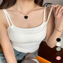 【16日23時まで2,346円】送料無料 レディース リブブラキャミ スリムフィット インナーウェア フェミニン ブラキャミ サマーコーデ 無地 胸元セクシー へそ出しキャミ夏服 細肩紐キャミソール 下着 重ね着キャミ