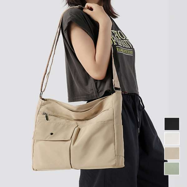 【11日23時まで3,173円】送料無料 ワンショルダーバッグ 2way ユニセックス鞄 大人カジュアル ナイロンバッグ 通勤通学 肩掛けバッグ 軽量 お出かけ鞄 斜めがけ 多収納鞄 スクエアバッグ無地 韓国ファッション鞄