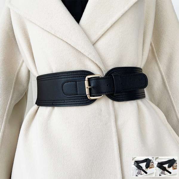 送料無料 幅広ベルト 後ろゴム ボリューム お洒落 クロコ型押し 2タイプ シンプル サッシュベルト オールシーズン 楽ちん 韓国風 異素材 きれいめ ベルト ウエストマーク