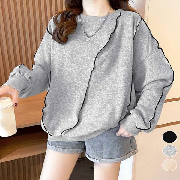 【21日23時まで3,218円】送料無料 オーバーサイズ 長袖プルオーバー 体型カバー チュニックロンt ラウンドネック春秋服ビッグシルエット カジュアルトップス ロングtシャツ長袖 ゆったりストリート ゆるトップスお洒落