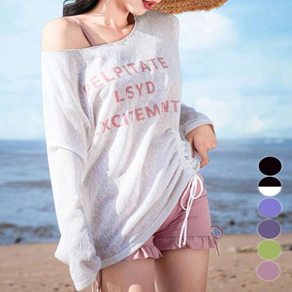 【スーパーSALE10%OFF】送料無料 トップス付きセパレート水着 サイドドローストリング フリル大人可愛いママ水着 ラッシュガード プール海旅行 水着タンキニ 露出控えめ 海水浴 水着 20代30代 着やせ水着水陸両用