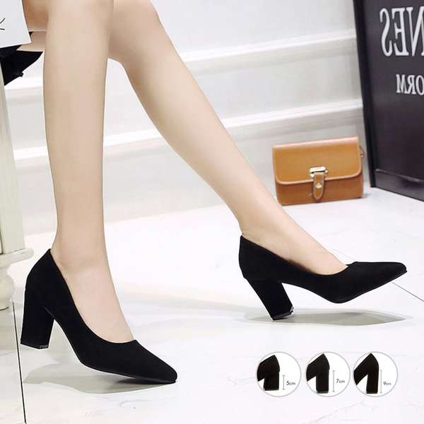 【21日23時まで2,808円】送料無料 フォーマルパンプス 入学入園式 太ヒールパンプス オシャレ 卒業卒園式靴 ポインテッドトゥ 歩きやすい オフィスパンプス 通勤用美脚パンプス 痛くない黒シューズ ベーシックパンプス