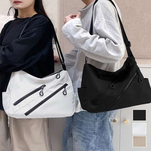 【11日23時まで3,255円】送料無料 ナイロンバッグ 2WAY 斜めがけ ユニセックス 軽量かばん カジュアル 肩掛けバッグ ファスナー開閉 ワンショルダー鞄 通勤通学 多収納鞄 軽い 多ポケット鞄 折りたたみバッグ