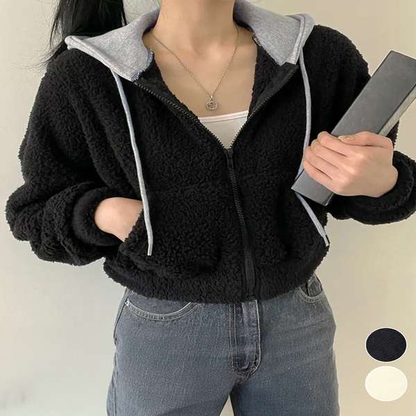 【21日23時まで2,592円】送料無料 韓国風 ふわふわフーディ ショート丈パーカー レディース クロップド 厚手フリースジャケットもこもこ ライトアウター軽量 フリースパーカー秋 厚地ボアトップス秋 温かいボアブルゾン