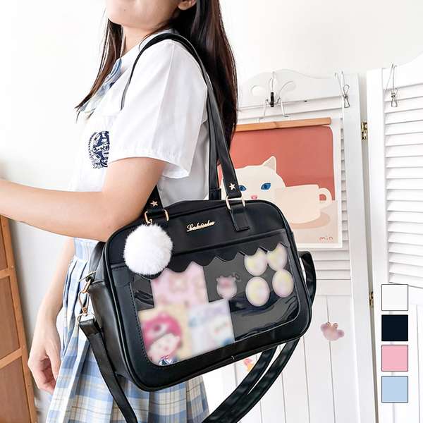 【26日23時日までP5倍】【クーポン利用で3,935円】送料無料 可愛い 2WAY スクールBAG 肩掛け PUレザー 斜め掛けかばん クリア 学生カバン トートバッグ通学バッグA4韓国 魅せバッグ中学生 JKバッグ 流行り 透明痛バ 大容量