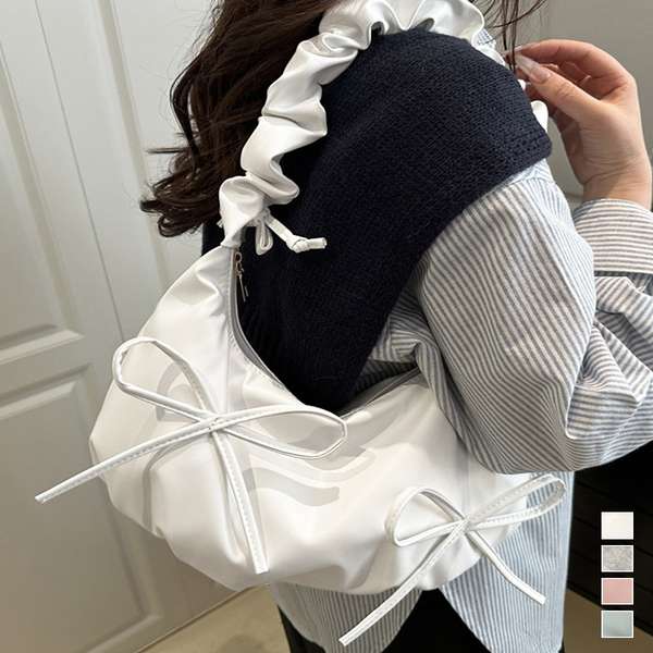 【3日19時まで1,929円】送料無料 レディース フェイクレザー 手提げ鞄 肩掛け 斜め掛けバッグ 合皮 大人可愛い おしゃれ 旅行 お出かけ 春夏秋冬 韓国風リボンカバン PU トートバッグ 無地 肩掛けバッグ