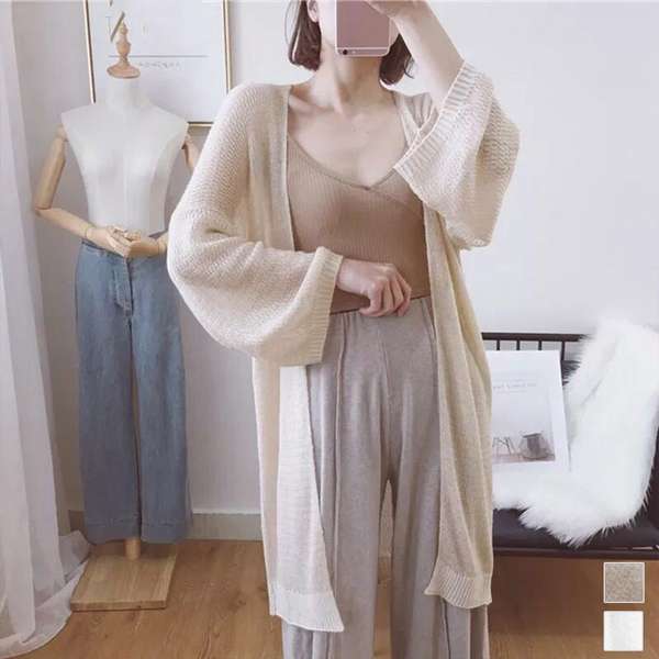 送料無料 ロングシアーカーディガン 長袖 ライト アウター ニット 軽い サマーニット 羽織り 無地 日よけ 冷房対策通勤オフィス シンプル着やせ夏服 サマーカーディガン 体型カバー軽い大人