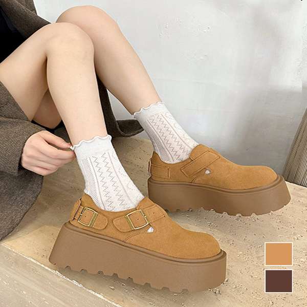 【11日23時まで3,790円】送料無料 ベルト付き ボリュームソール 可愛い コンフォート カジュアル 歩きやすい 疲れにくい 快適 美脚 通勤通学 厚底靴 レトロ 履きやすいシューズ 韓国ファッション