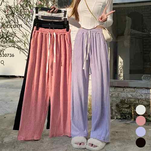 送料無料 レディース サマーパンツ カジュアル ワイドレッグズボン 通勤通学 低身長向けストレートパンツ ウエストゴムボトムス春夏 脚長 楽ちんパンツ 韓国 着やせパンツ ゆったり 長ズボン