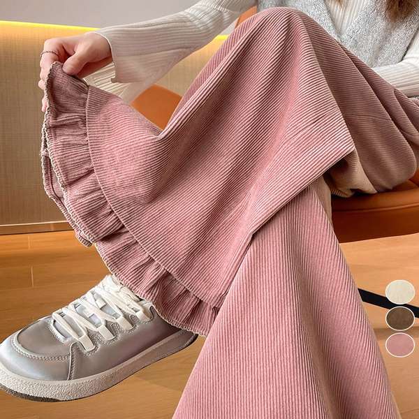 送料無料 レディース ゆったり ロングガウチョパンツ ウエストゴムフレアパンツ カジュアルスカンツ春秋ハイウエストリラックスパンツ 着やせ楽ちんパンツ 体型カバーボトムス 脚長見せパンツ無地