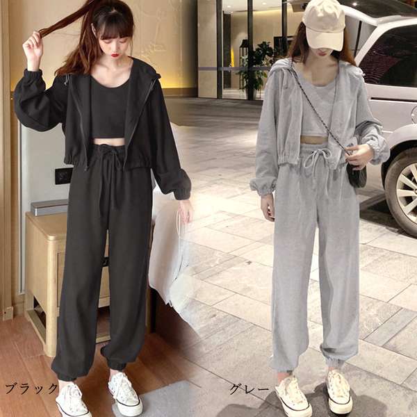 【5日23時まで4,246円】送料無料 おしゃれ ジャージセットアップ フード付き リラックスウエア 上下セット ジップアップパーカーセット 秋服 部屋着 スポーツウェア春秋 ジョギングウェア カジュアル 運動服