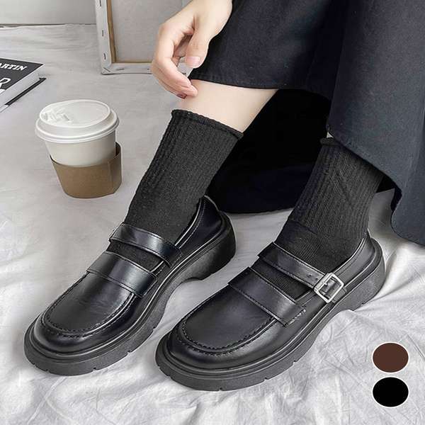 【11日23時まで3,872円】送料無料 ローヒール 美脚 脚長 ボリュームソール 疲れにくい 歩きやすい クラシック お洒落 カジュアル 通勤通学 走れるパンプス 学院風シューズ メイド靴 お嬢様