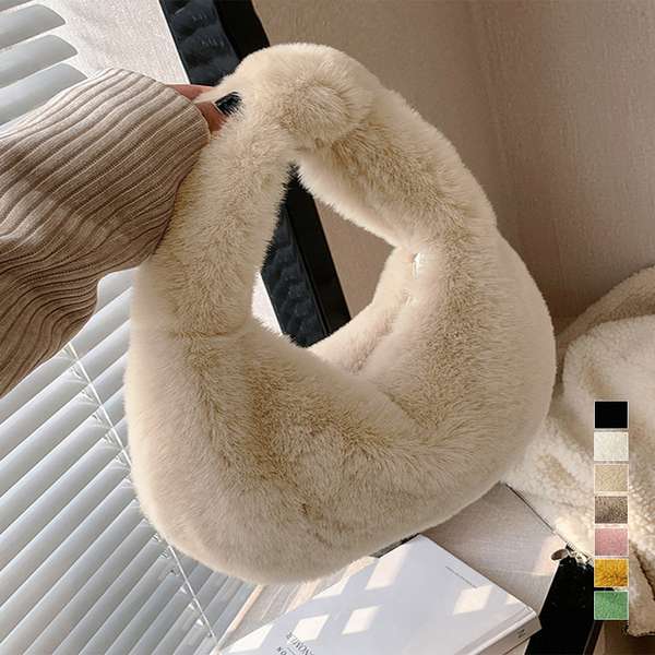 【11日23時まで1,973円】送料無料 可愛い フェイクファー ハンドバッグ モコモコ おしゃれ ふわふわ 手提げバッグ レディース 韓国鞄 肩掛けかばん 軽い ハーフムーンバッグ 鞄 軽量 シンプル ファー バッグミニ