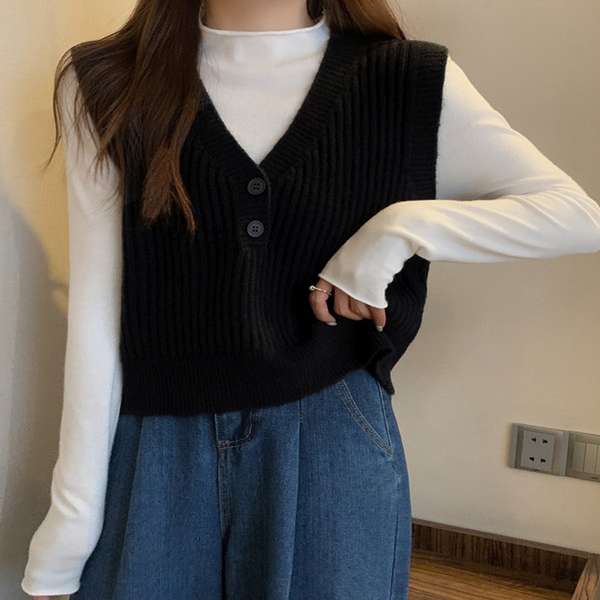 【5日23時まで3,364円】送料無料 レディース ニットトップス 重ね着 レイヤードベスト カジュアル お洒落 ノースリーブ 着やせ プルオーバー20代30代 韓国ニットチョッキ ノースリーブニット チョッキ 無地春秋