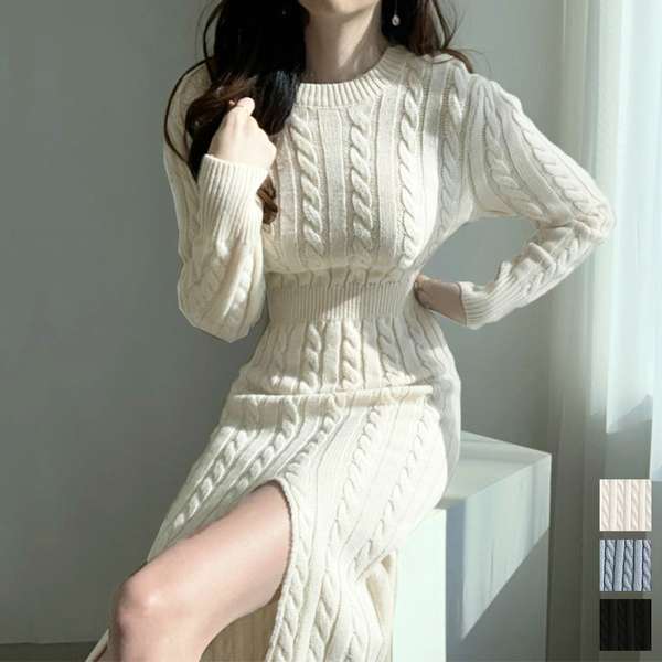 送料無料ケーブルワンピースレディー...