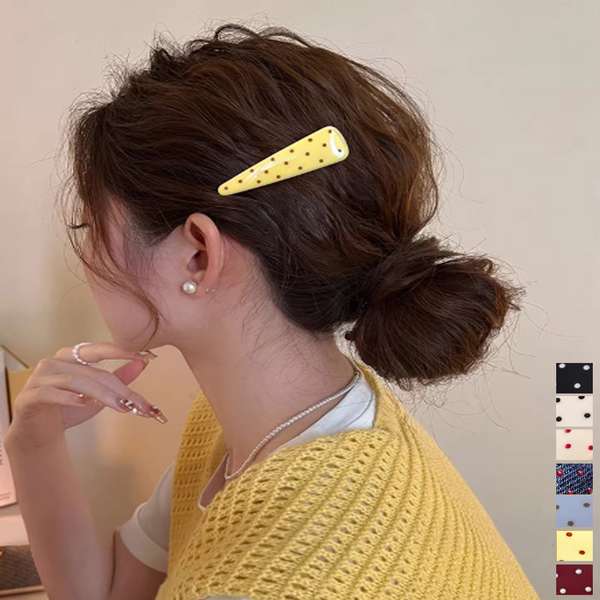 【クーポン利用で1,458円】送料無料 大人かわいい 水玉模様スリーピン フェミニン 簡単髪留め きれいめ 髪飾り 上品 ヘアアクセサリー カジュアル プチプラ スナップクリップ ヘアアクセ お洒落 ヘアアレンジ 軽量