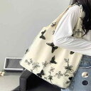 【クーポン利用で2,200円】送料無料 レディース バタフライ刺しゅう キャンバスバッグ 通勤通学軽量手提げバッグ a4対応大きめ鞄普段使い きれいめカジュアル お出かけかばん大人 チャイナ風バッグ黒 カバン軽い柔らかい