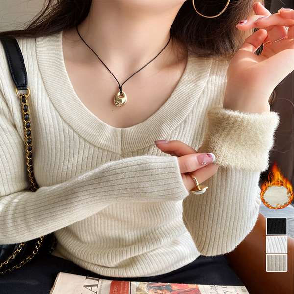 送料無料 レディース長袖 無地 暖かいニットプルオーバー もこもこニットインナーシンプル カジュアル 通勤通学 防寒ニットソー厚手 着やせニット 大人 保温ニットセーター タイトニット秋冬服