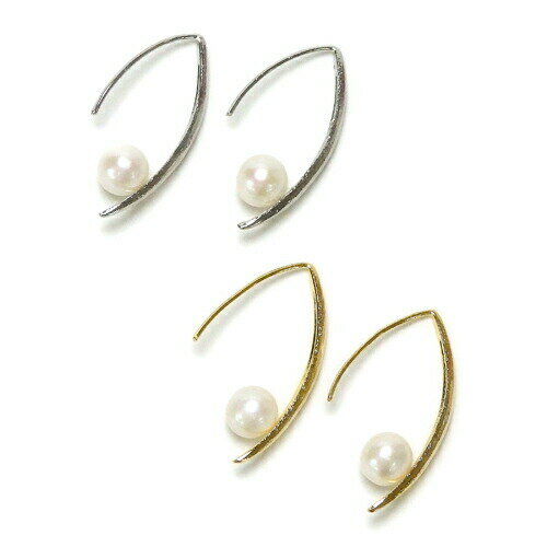 デザイン フック ピアス スワロフスキー 淡水パール レディース 真珠 母の日 ギフトに プレゼントに
