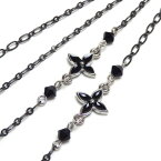 メール便 メガネチェーン ブラッククロス スワロフスキー 眼鏡チェーン めがねチェーン メンズ ゴスロリ 風水カラー 黒 ユニセックス termhalloween