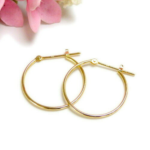K18 フープ ピアス 1×20mm パイプ クロッシング 18金 18K YG イエローゴールド シンプル クリスマス ギフトに プレゼントに