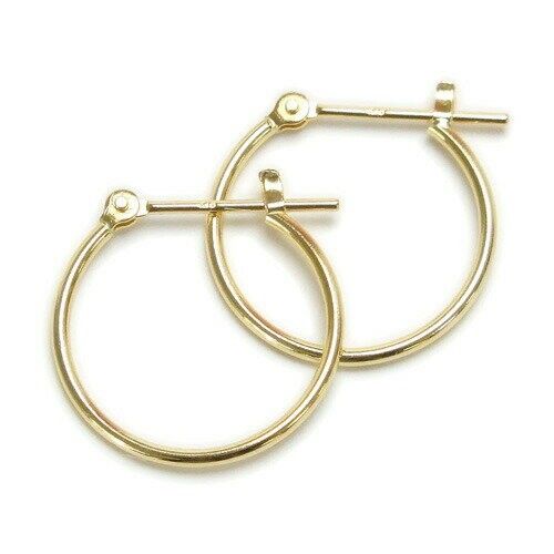 乐天商城 - K18 フープ ピアス 1×15mm パイプ クロッシング 18金 18K YG イエローゴールド シンプル 父の日 ギフトに プレゼントに