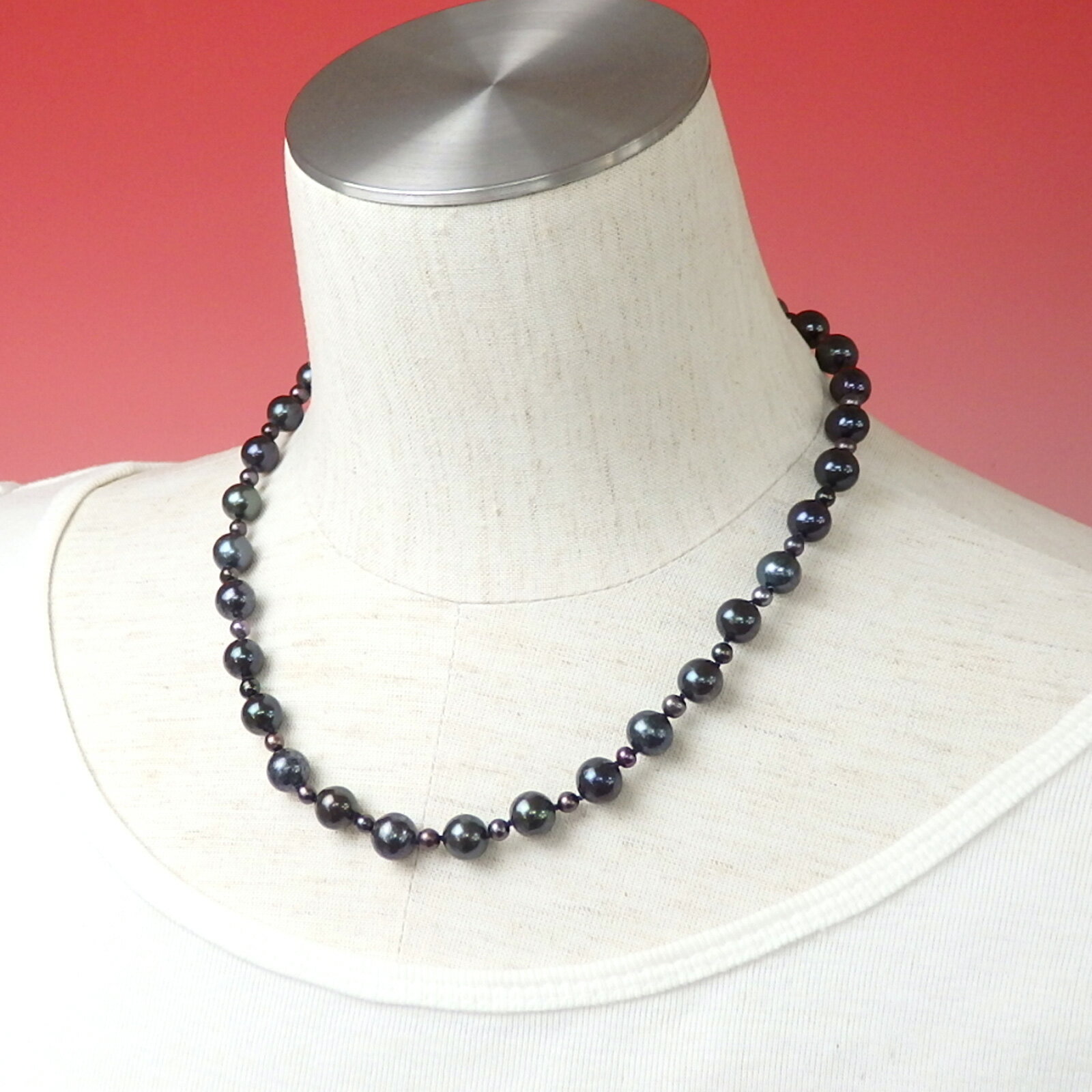 ネックレス 黒染 淡水パール オールノット シルバー金具 淡水真珠 真珠 バレンタイン ギフトに プ ...