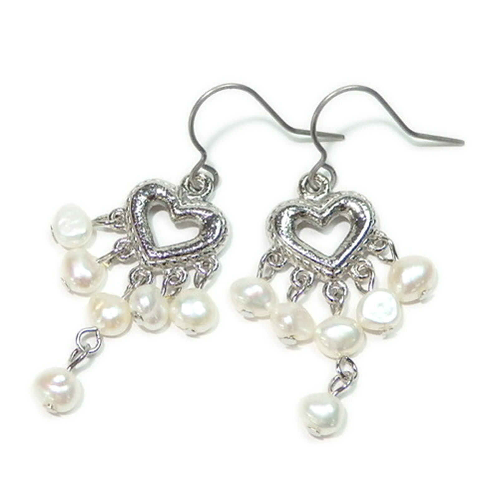 Tourmaline - メール便 ハート 淡水真珠 ピアス イヤリング バロックパール 淡水パール チタンピアス ホワイトデー ギフトに プレゼントに