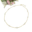 【新作!半額特価/10本限定】 メール便 ネックレス 淡水パール ステーションネックレス チェーン パール 淡水真珠 6~6.5mm ゴールドカラー シルバーカラー 父の日 ギフトに プレゼントに