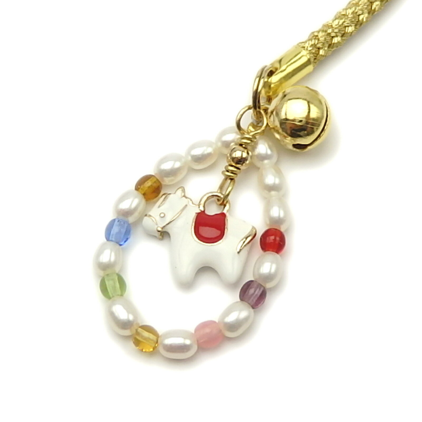 メール便 午年 根付 ストラップ 厄除け 七色 白蛇 干支 開運 十二支 えと パール うまどし 馬年 へび年..